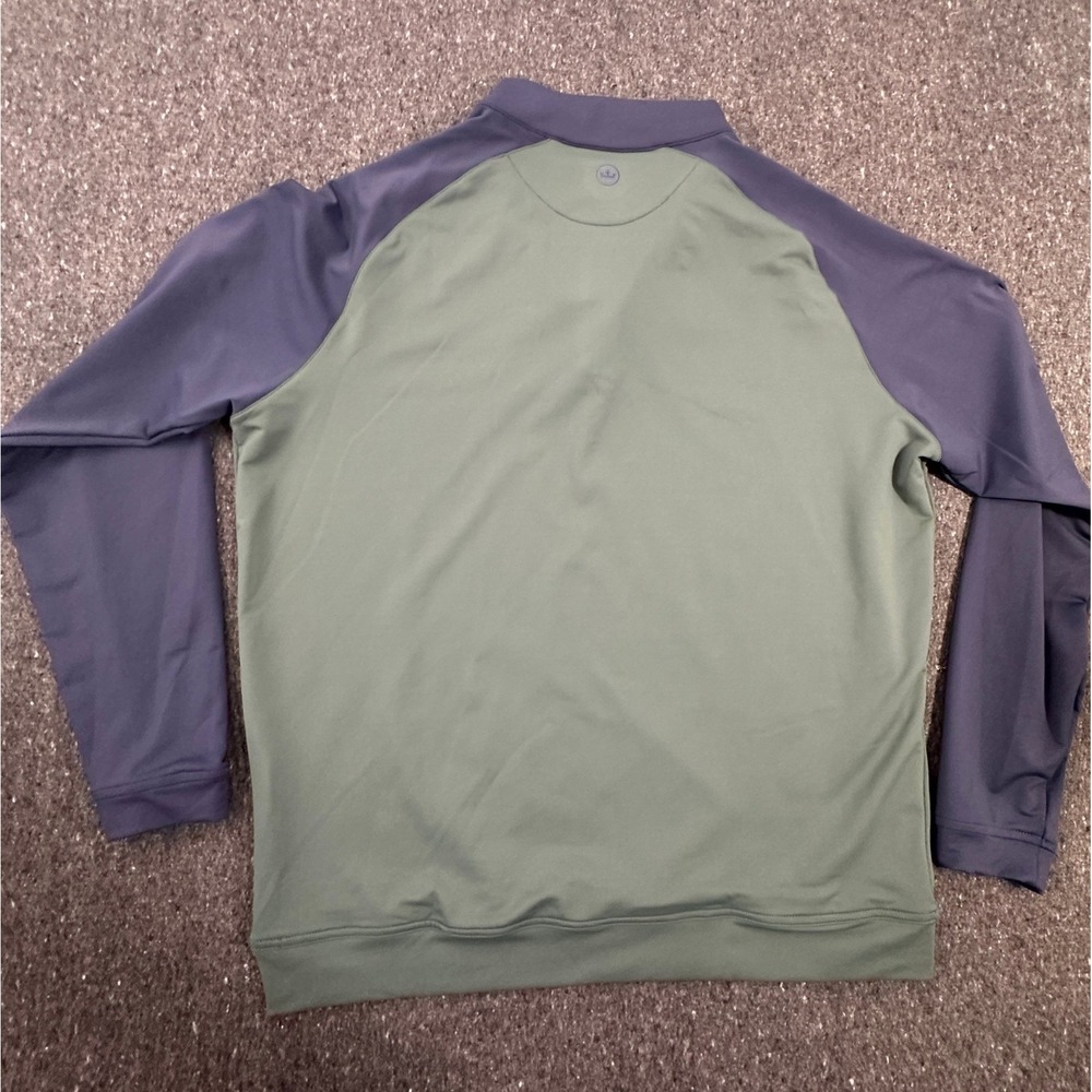 Peter Millar 1/4 Zip Mens L Green Navy Blue Performance Golf Pullover MF21EK40C - Picture 11 of 12